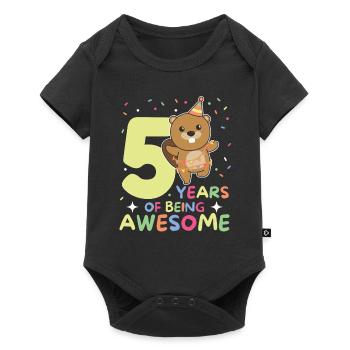 Castor pour les enfants de cinq ans de 5 ans - Body à manches courtes Premium Bébé - noir - Devant