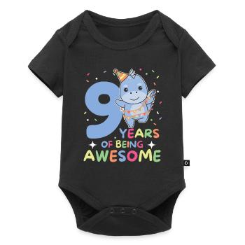 Dino pour les enfants de 9 ans de neuf ans - Body à manches courtes Premium Bébé - noir - Devant