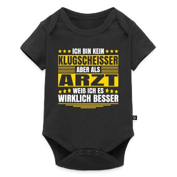Herren Bin kein Klugscheisser bin Arzt Spruch - Baby Premium Kurzarmbody - Schwarz - Vorne
