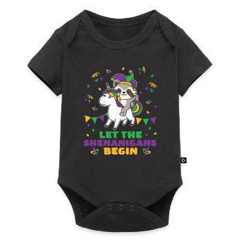 Mardi Gras raccoon with unicorn carnival costume - Baby Premium short-sleeve bodysuit - black - Front