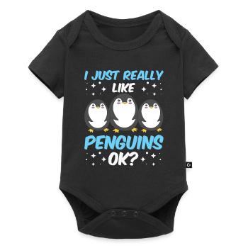 Ich Mag Pinguine Einfach Sehr Tier Pinguin Süß - Baby Premium Kurzarmbody - Schwarz - Vorne