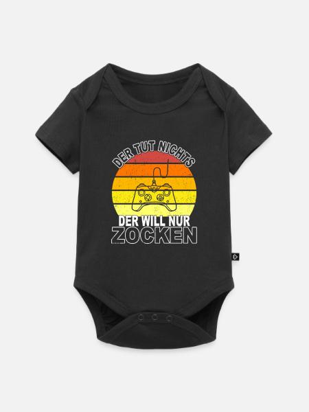 Zocken Spruch - Baby Premium Kurzarmbody - Schwarz