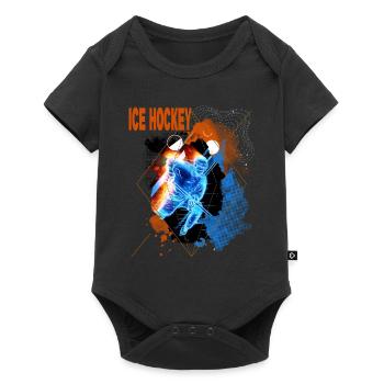 Ice hockey player Ice hockey player Neon Bunt - Baby Premium short-sleeve bodysuit - black - Front