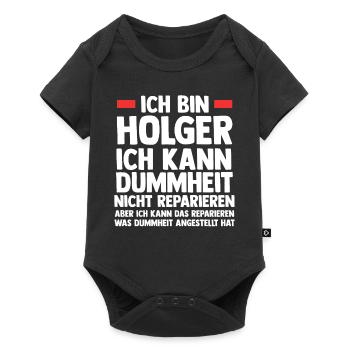 Holger - Baby Premium Kurzarmbody - Schwarz - Vorne