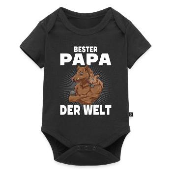 Bester Papa der Welt Vatertag Vater Wildschwein - Baby Premium Kurzarmbody - Schwarz - Vorne