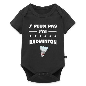 Je peux pas j'ai badminton volant - Body à manches courtes Premium Bébé - noir - Devant