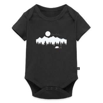 Camping avec tente et feu de camp vacances - Body à manches courtes Premium Bébé - noir - Devant