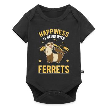 Le bonheur, c’est d’être avec Ferrets Frettchen - Body à manches courtes Premium Bébé - noir - Devant