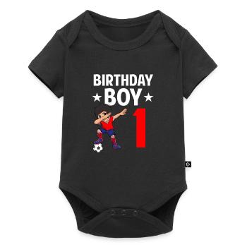 Birthday Boy 1 Year Old Dabbing Soccer Player - Baby Premium short-sleeve bodysuit - black - Front