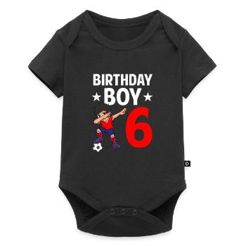 Birthday Boy 6 Years Old Dabbing Soccer Player - Baby Premium short-sleeve bodysuit - black - Front
