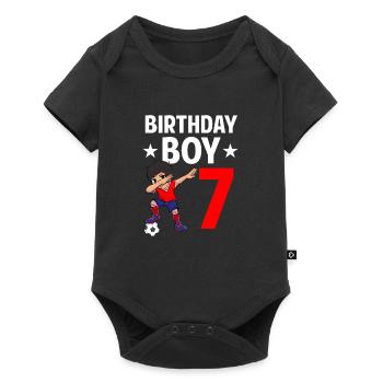Birthday Boy 7 Years Old Dabbing Soccer Player - Baby Premium short-sleeve bodysuit - black - Front