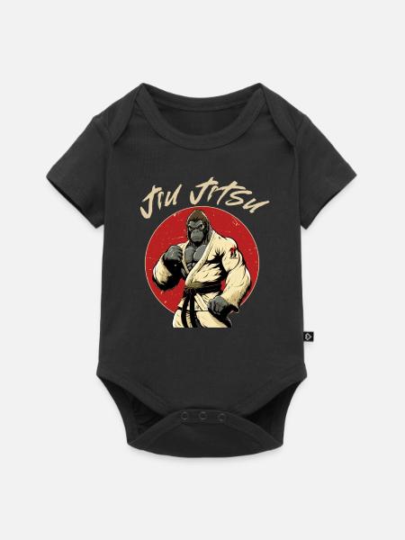 Gorilla Jiu Jitsu und Grappling - Baby Premium Kurzarmbody - Schwarz