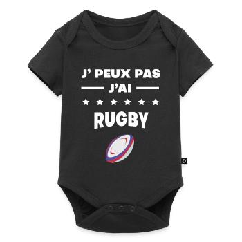 Je peux pas j'ai rugby ballon - Body à manches courtes Premium Bébé - noir - Devant