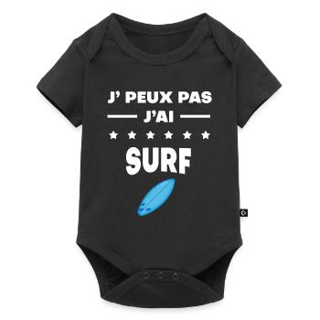 Je peux pas j'ai surf planche - Body à manches courtes Premium Bébé - noir - Devant