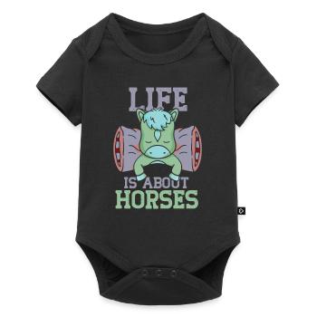 Life consists of horses horse riding - Baby Premium short-sleeve bodysuit - black - Front