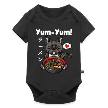 Japon Anime Bulldog Ramen Nouilles Chien Kawaii - Body à manches courtes Premium Bébé - noir - Devant