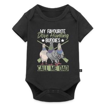 Taubenjäger Papa Jäger Vogeljagd - Baby Premium Kurzarmbody - Schwarz - Vorne