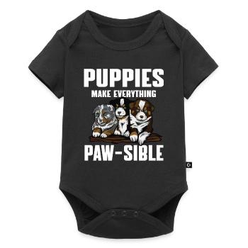 Drôles d’amoureux des chiots Jeux de mots - Body à manches courtes Premium Bébé - noir - Devant