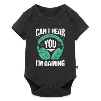 Can't Hear You I'm Gaming - Baby Premium Kurzarmbody - Schwarz - Vorne