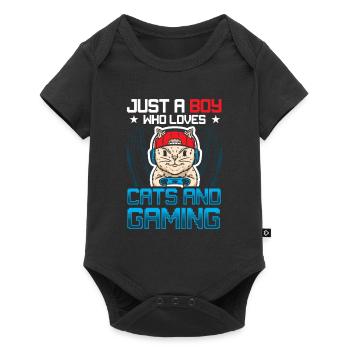 Just A Boy Who Loves Cats And Gaming - Baby Premium short-sleeve bodysuit - black - Front