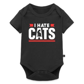 Je déteste l’amoureux des chats chiot chien animal - Body à manches courtes Premium Bébé - noir - Devant