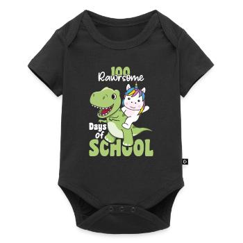 100 rawrsome days of school Unicorn Trex 100 Days - Baby Premium short-sleeve bodysuit - black - Front