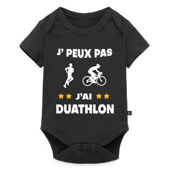 Je peux pas j'ai duathlon cadeau duathlète - Body à manches courtes Premium Bébé - noir - Devant