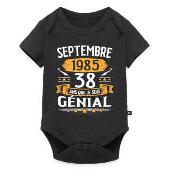 Septembre 1985 38 Ans Que Je Suis Génial Cadeau - Body à manches courtes Premium Bébé - noir - Devant