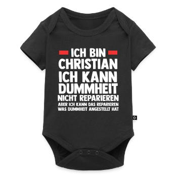 Christian - Baby Premium Kurzarmbody - Schwarz - Vorne