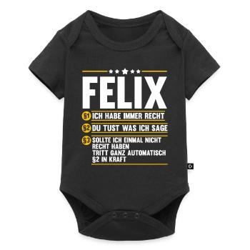Felix - Baby Premium Kurzarmbody - Schwarz - Vorne