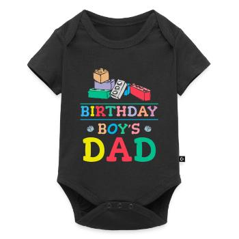 Father of birthday boy builds building blocks - Baby Premium short-sleeve bodysuit - black - Front