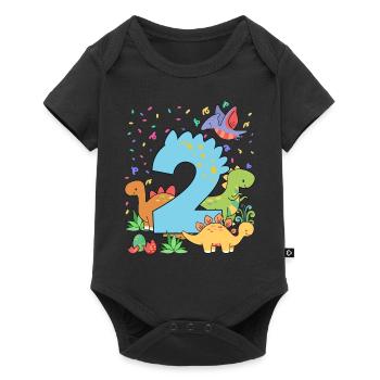 Herd of cute dinosaurs 2nd birthday 2 - Baby Premium short-sleeve bodysuit - black - Front