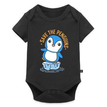 Rettet Die Pinguine Süß Pinguin Tier Liebhaber - Baby Premium Kurzarmbody - Schwarz - Vorne