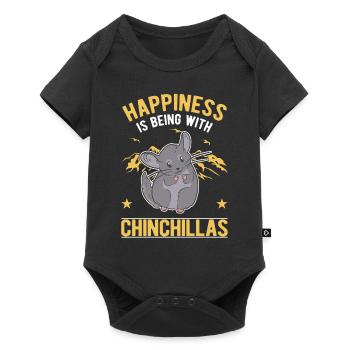 Happiness is being with Chinchillas - Baby Premium Kurzarmbody - Schwarz - Vorne