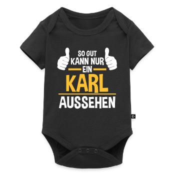 Vorname Name Karl - Baby Premium Kurzarmbody - Schwarz - Vorne