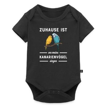 Kanarienvogel I Kanarie Girlitze Nymphen für Vogel - Baby Premium Kurzarmbody - Schwarz - Vorne