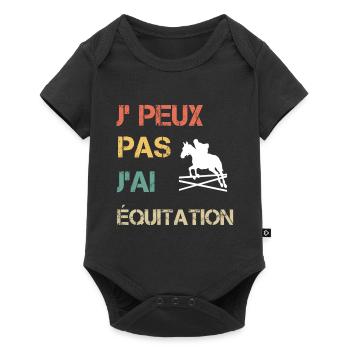 Je peux pas j'ai équitation vintage drôle - Body à manches courtes Premium Bébé - noir - Devant