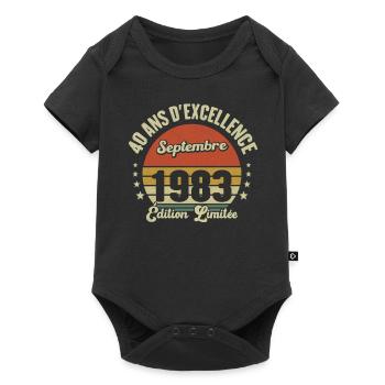 Septembre 1983 40 Ans Anniversaire Vintage Cadeau - Body à manches courtes Premium Bébé - noir - Devant