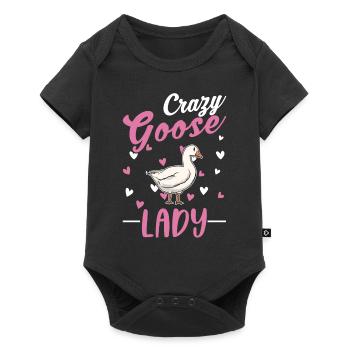 Crazy Goose lady geese goose breeder - Baby Premium short-sleeve bodysuit - black - Front