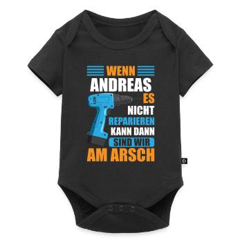 Andreas Vorname Name Geburtstag Reparieren - Baby Premium Kurzarmbody - Schwarz - Vorne