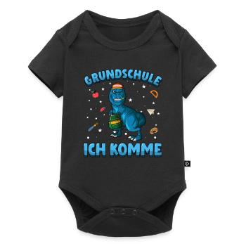 Grundschule ich komme Einschulung Tyrannosaurus - Baby Premium Kurzarmbody - Schwarz - Vorne