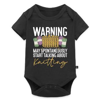 Knitting Knitter Warning May - Baby Premium Kurzarmbody - Schwarz - Vorne