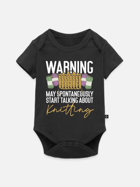 Knitting Knitter Warning May - Baby Premium Kurzarmbody - Schwarz