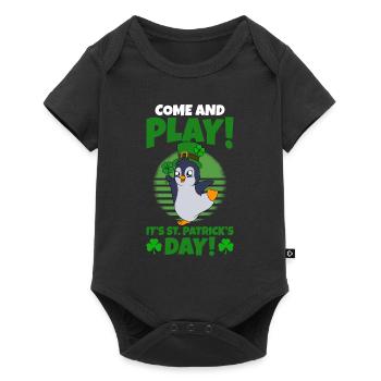 Cute Penguin Shamrocks Saint Patrick's Day Penguin - Baby Premium short-sleeve bodysuit - black - Front