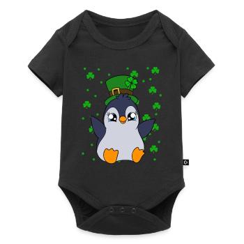 Manchot mignon Trèfle Saint-Patrick Pingouin - Body à manches courtes Premium Bébé - noir - Devant