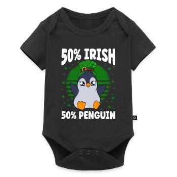 Manchot mignon Trèfle Saint-Patrick Pingouin - Body à manches courtes Premium Bébé - noir - Devant
