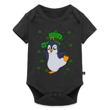 Manchot mignon Trèfle Saint-Patrick Pingouin - Body à manches courtes Premium Bébé - noir - Devant