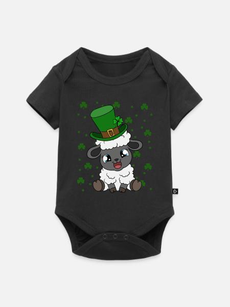 Sheep Shamrocks Saint Patrick's Day - Baby Premium Kurzarmbody - Schwarz