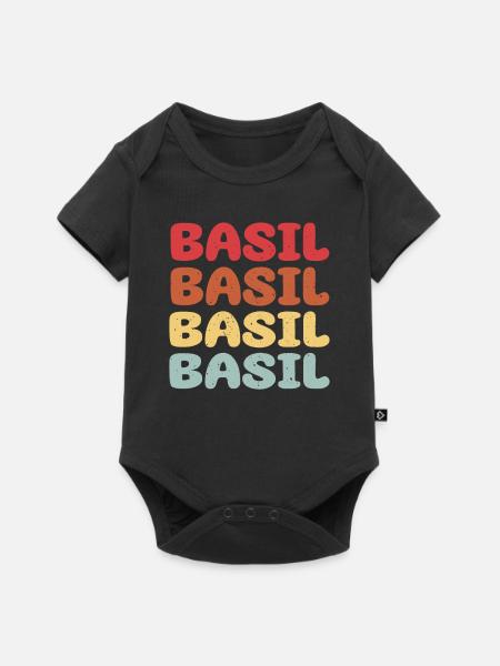 Basilikum Schriftsatz - Baby Premium Kurzarmbody - Schwarz