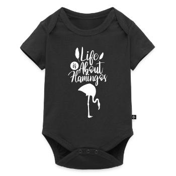 Life is all about flamingos cute flamingo animal - Baby Premium short-sleeve bodysuit - black - Front